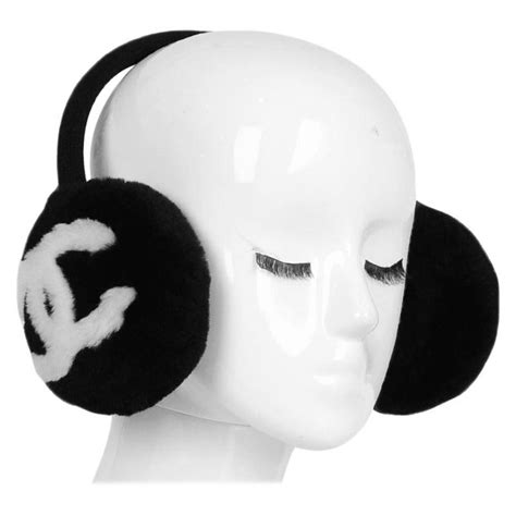 black chanel earmuffs|chanel shearling ear muffs.